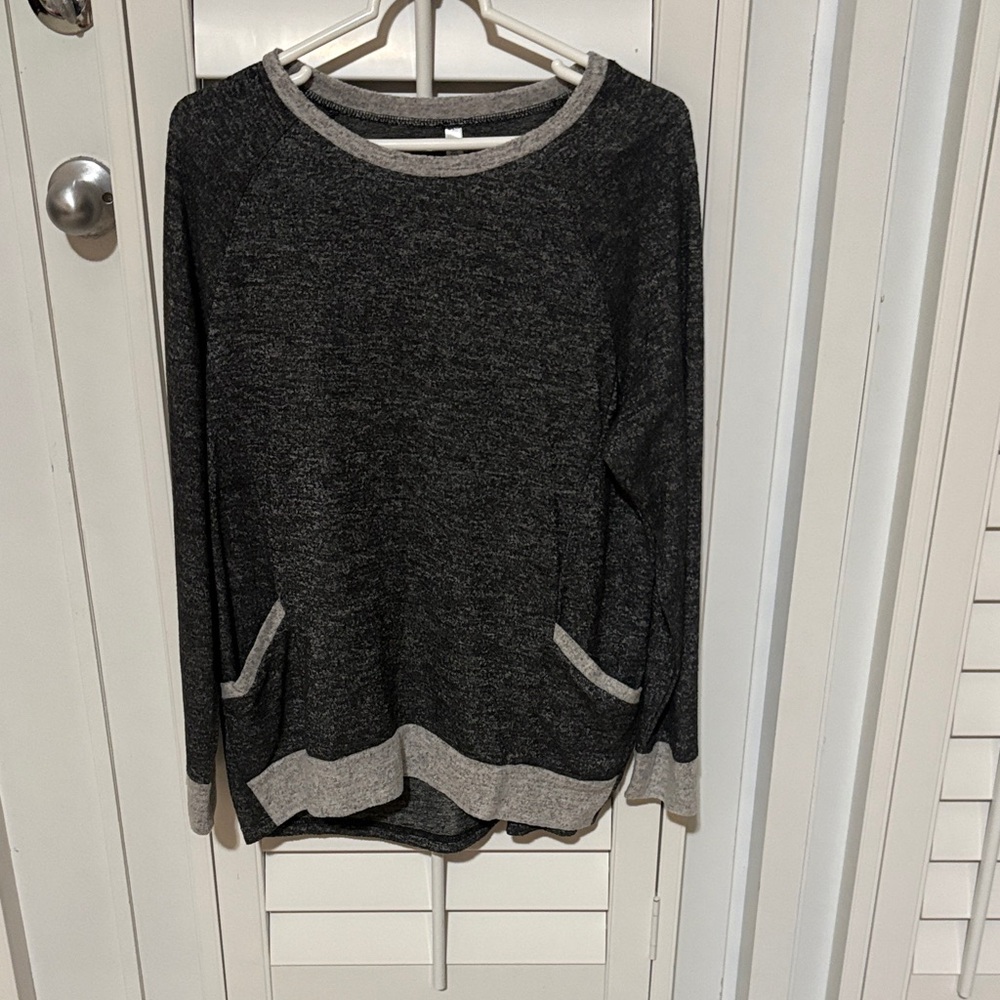 LLBETTER Dark Gray Sweater with Light Gray trim.